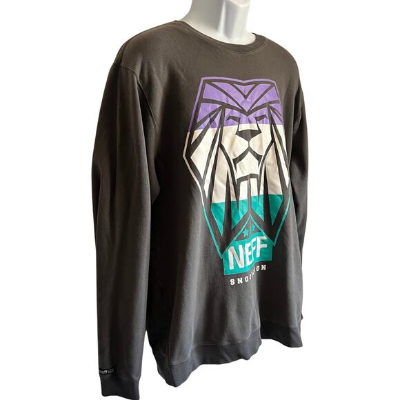 Neff Snoop Lion Dogg Gray Teal White Purple Triumph Charcoal Sweatshirt L *Good* - Picture 9 of 9
